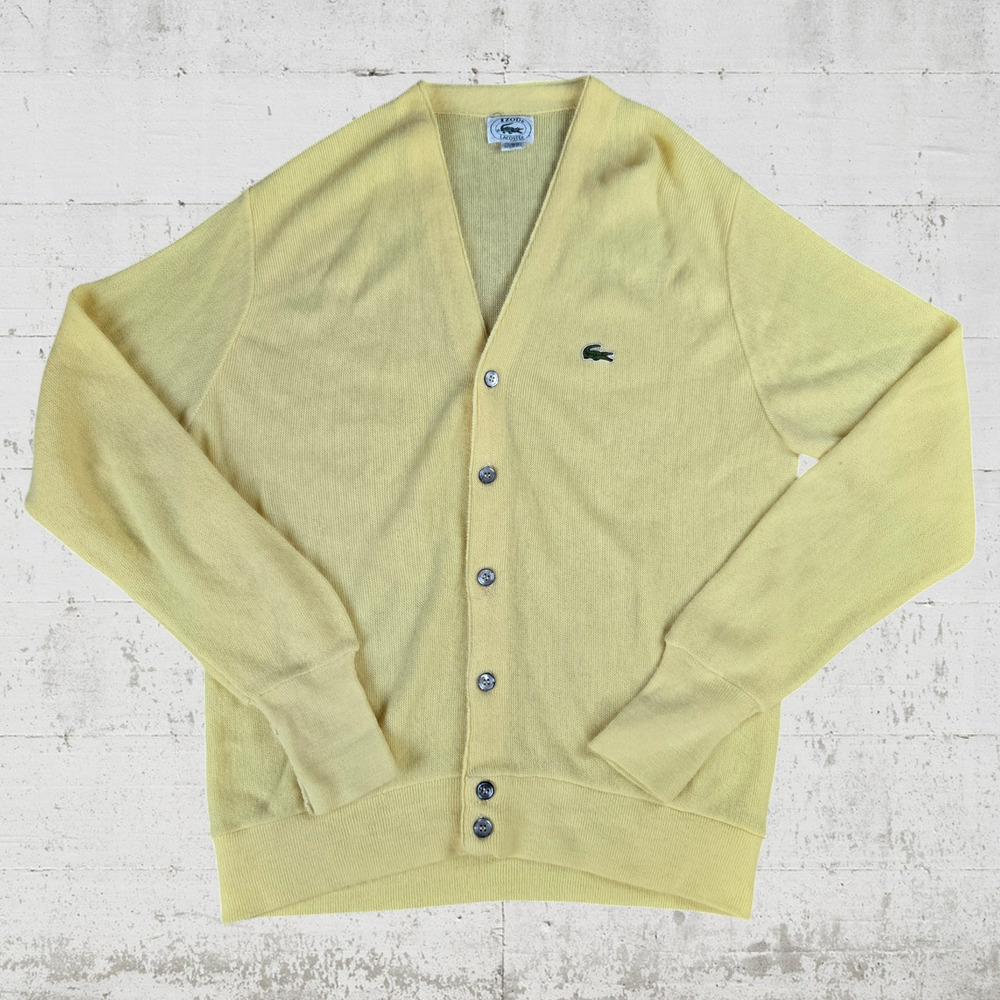 Lacoste Yellow V-Neck Cotton Cardigan